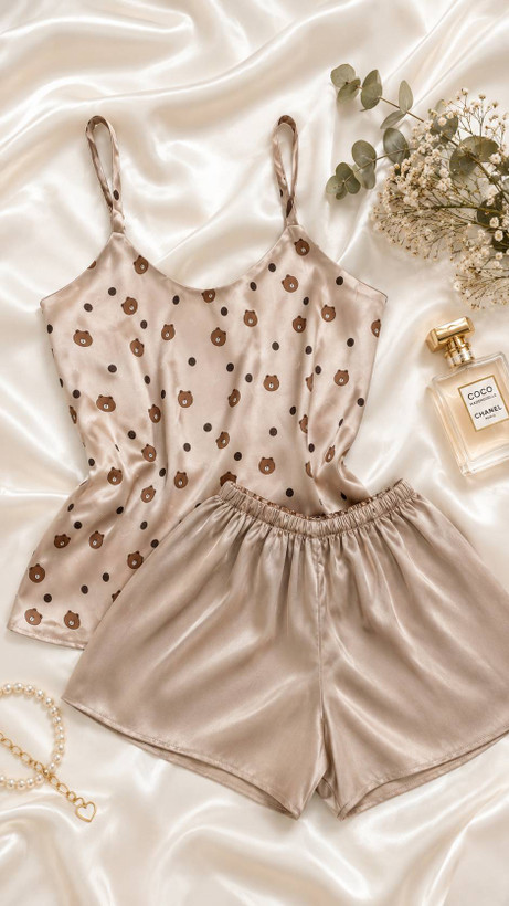 لباس خواب ساتن تدی و کوکی